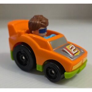 Fisher-Price Little People Wheelies Orange Race Car #2 w/ Driver
